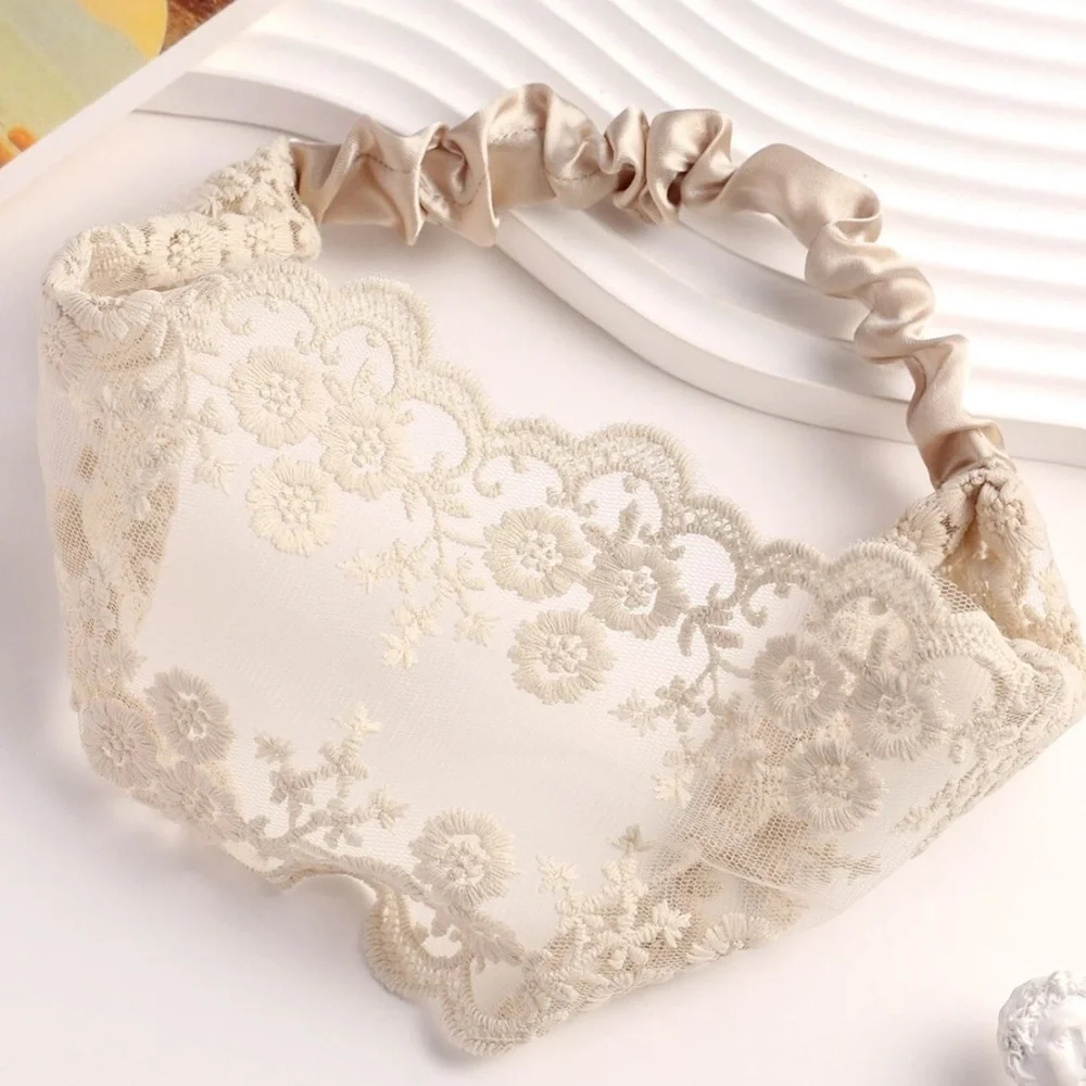 Boho Cream Floral Embroidered Stretchy Headband - Picture 2 of 7